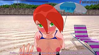 Gwen's beach bikini adventure in Toon Porn FantasyKing3.3D