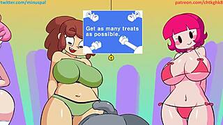 Group session with anime babes and hot oral action