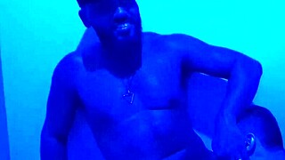 Steamy gay anal scene in a sauna with an old soldier
