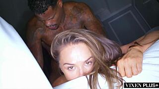 A wife cheats on her husband with a BBC and performs oral sex and cowgirl sex