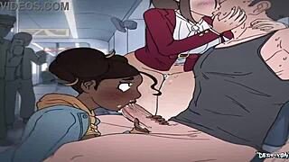 Adult woman and teenager seduce a stranger on a train