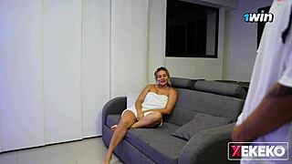 Sis enjoys solo time to fuck delivery guy and fill up with milk