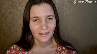 Skinny Russian girlfriend sucks and strokes big cock hard
