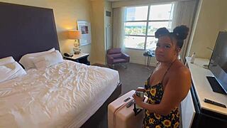 Stepbro shares a bed with his curvy stepsis on holiday