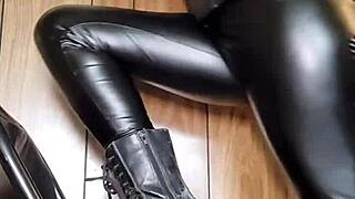 Mistress K in leather and boots, goddess worship and domination
