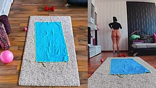 Special sex tape with two cameras: naughty naked workout