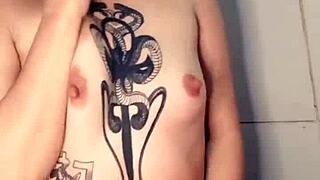 Beautiful redhead's solo session in the bathroom gets wet
