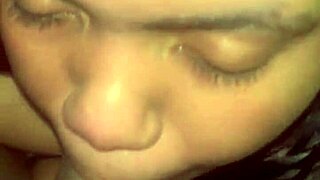One on one lactating babe gets a rough blowjob