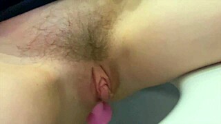 Naked blonde student gets buttplug and wild anal in public