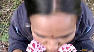Horny Indian housewife gets a rough anal fuck outdoors
