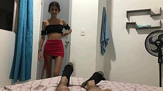 Skinny latina goddess dominates and cums in hot scene