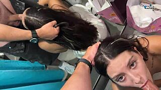 Petite teen gets rough facefuck and intense oral action