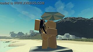 Playing with my Roblox catgirl at the beach