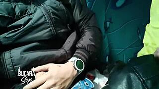 Hot girlfriend gives blow job on a bus in Bogota