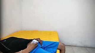 Young man masturbating his dick in his aunt’s room