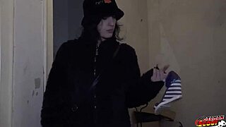 Skinny goth girl faces rough German porn casting