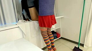 The sly cleaning girl with big ass gets caressed!