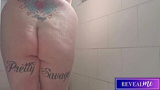 Curvy shower masturbation with water jet. Wet pussy