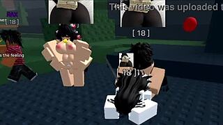 Girls breed each other with a sword in cowgirl style on Roblox