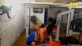 Brazilian gym creampie with big cock action