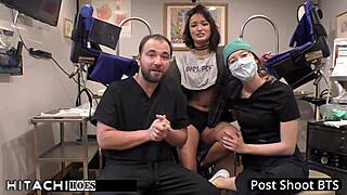 Nurse Channy Crossfire Forces Hitachi Orgasms On Human Guinea Pig With Gloves