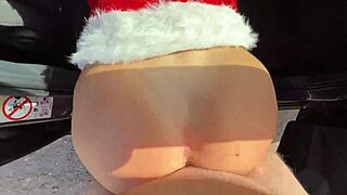 Christmas surprise for snowgirl with public blowjob and wet riding under the tree