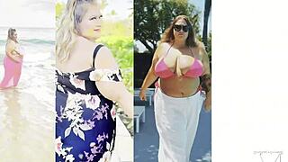 Leopard bikini Hawaiian babe shows off solo with body worship and curvy tease.