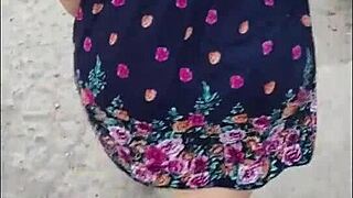 Stalking a Mature Milf on the Street in Skirt and Thong