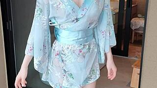 ever seen a sexy japanese girl tease in a kimono outdoors?