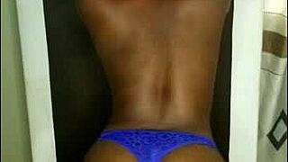 Ebony babe with big boobs and big ass gets fucked in the bedroom