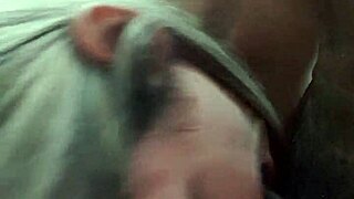Shemale cums while getting blown by transsexual