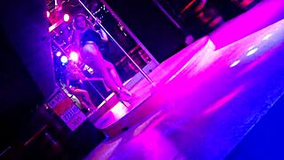 Provocative stripper performs on Titty Tuesday at Ed's Bar in Grafenwoehr, Germany