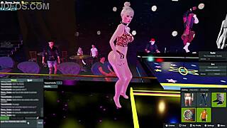 Yessica, a hot wife, performs at a night club with 3D effects