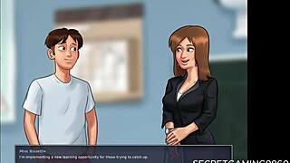 Summer adventure 2: Perverted guy reacts to busty friend's appearance