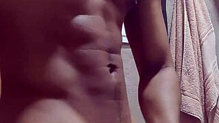 Fresh-faced stud enjoys massive ebony shaft at aunt's abode