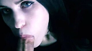 A young man quickly received a blowjob from a beautiful brunette and made her face covered in his hot load
