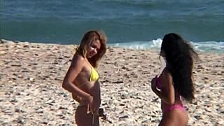 Amateur Brunette Flashes Natural Tits and Pussy on Rio de Janeiro Beaches