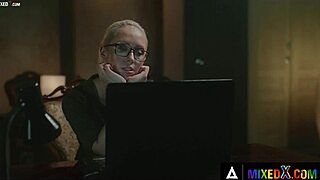 Busty Blonde Milf Christina Shine Pleasures Herself in Lingerie and Stockings.