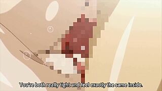 Beautiful sisters in bikinis at the beach in an anime threesome adult film