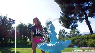 samantha saint plays with her big tits solo