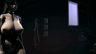 Beautiful goth woman with large breasts has rough sex in animated porn