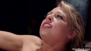 A blonde apprentice gets a big cock in her ass while being tied up
