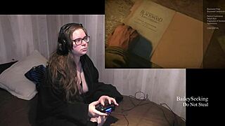 brunette with big tits and tattoo shows ass in lingerie fetish scene