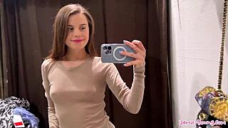 Beautiful brunette’s tempting try-on haul with some topless action