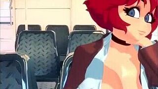 Red-haired MILF enjoys train ride and facial cumshot