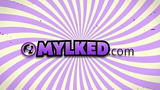 Semen sprays over Harper during wild lactating desk action