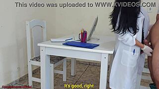 Dr. Jennyfer helps a man with an erection issue during a medical examination