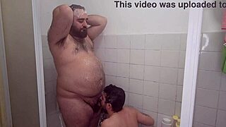 young guy with big cock fucks bareback in the shower with daddy, teaser scene