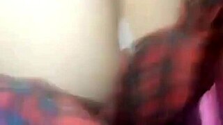 Cuban mature with shaved pussy gets missionary creampie on huge tits.