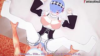 Rem banging 3 busty maids in wild Re Zero fantasy